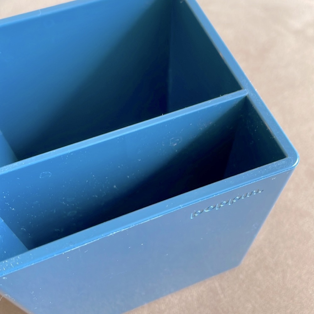 Poppin Compartment Plastic Pen Cup Slate Blue